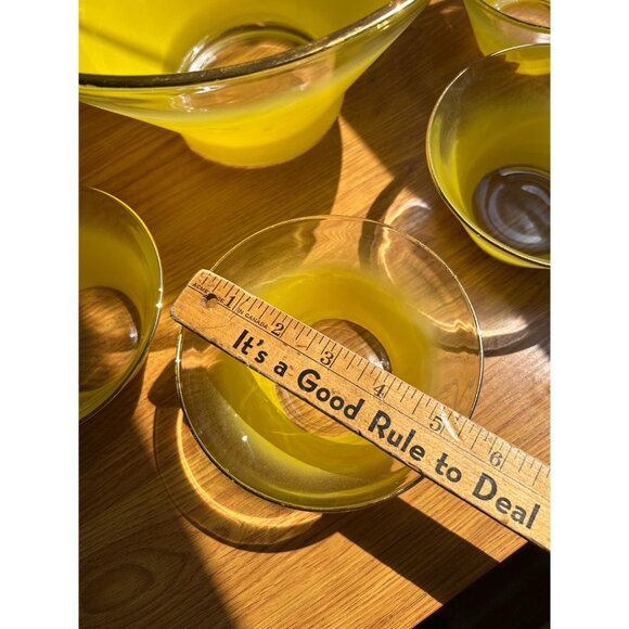 Blendo yellow gold rimmed large salad bowl set MCM - Picture 10 of 10